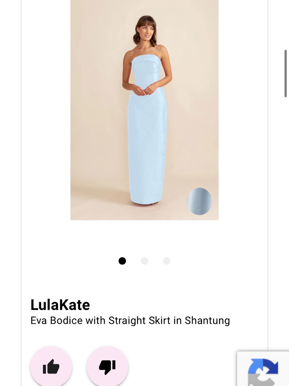 LulaKate Eva Strapless Straight Skirt Dress in Light Blue